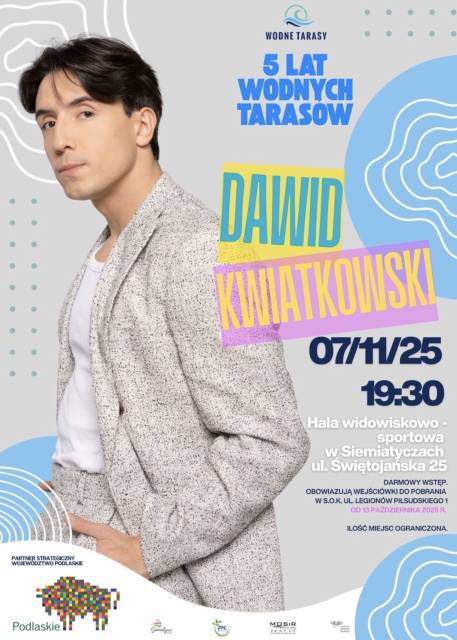 We are celebrating 5 years of Wodne Tarasy - Concert by Dawid Kwiatkowski and his band