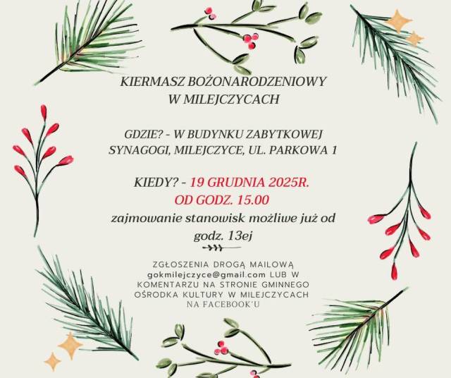 Kiermasz Bożonarodzeniowy w Milejczycach