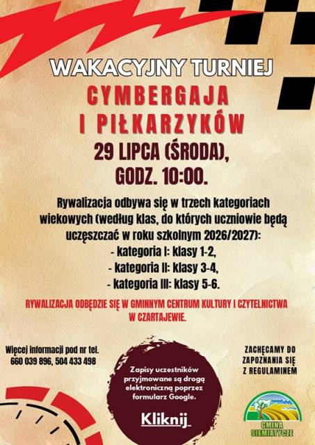 Wakacyjny Turniej Cymbergaja i Piłkarzyków 