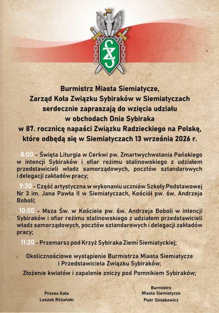Dzień Sybiraka w Siemiatyczach