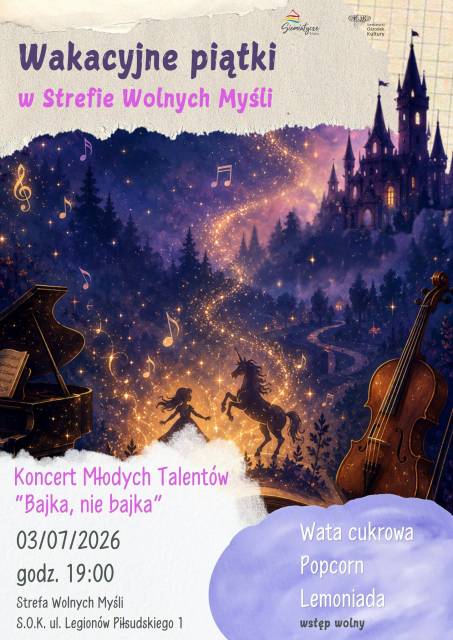 Wakacyjne piątki w Strefie Wolnych Myśli - koncert młodych artystów „Bajka, nie bajka”