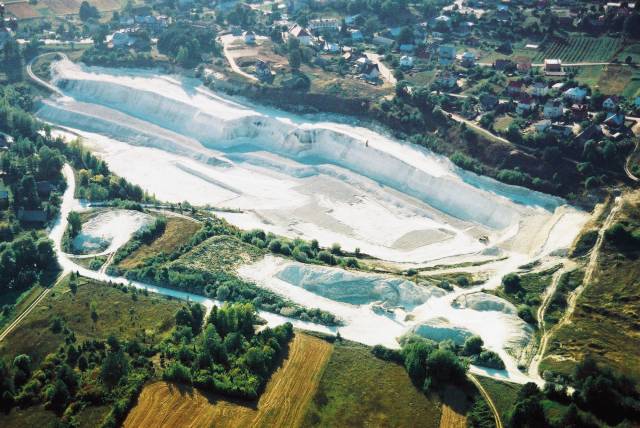 Open pit chalk mine in Mielnik